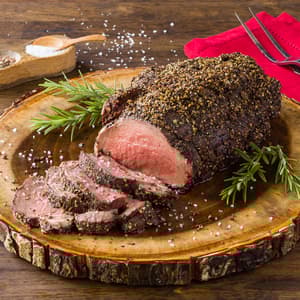 Mixed Peppercorn Tenderloin Roast with Mushroom & Leek Barley