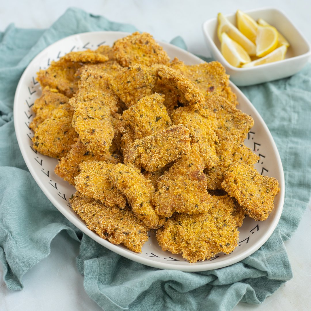 Fried CornmealCrusted Catfish Nuggets with Lemon Albertsons