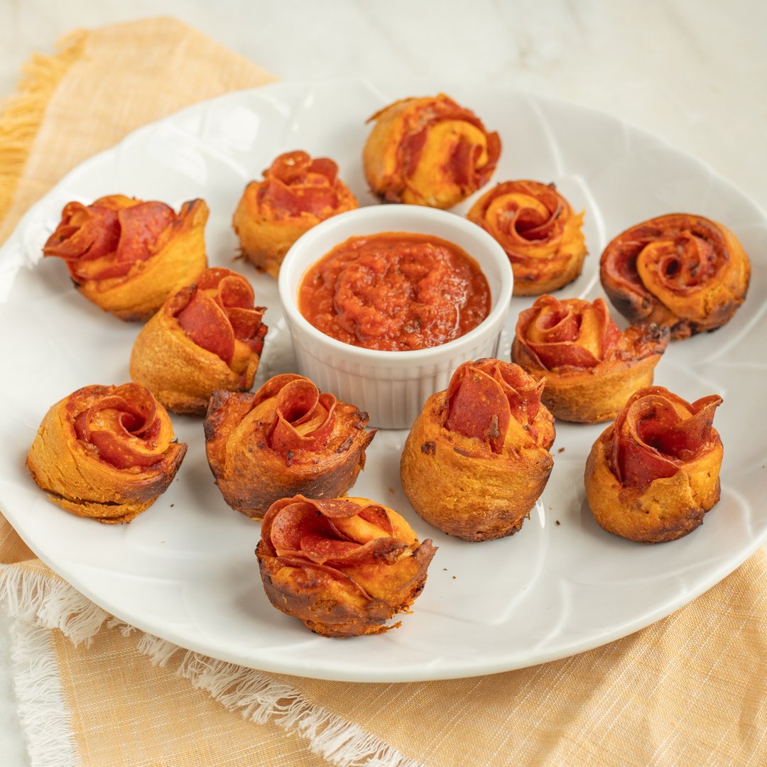 Cheesy Pepperoni Crescent Roll "Roses" with Pizza Sauce JewelOsco