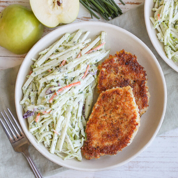 Pork Recipes Crispy Pork Schnitzel with RanchDressed Apple