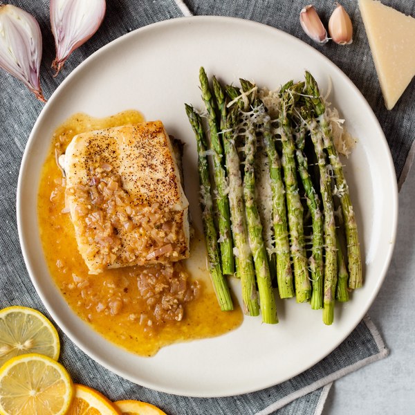 Fish Recipes PanSeared Halibut with Citrus Butter Sauce & Parmesan