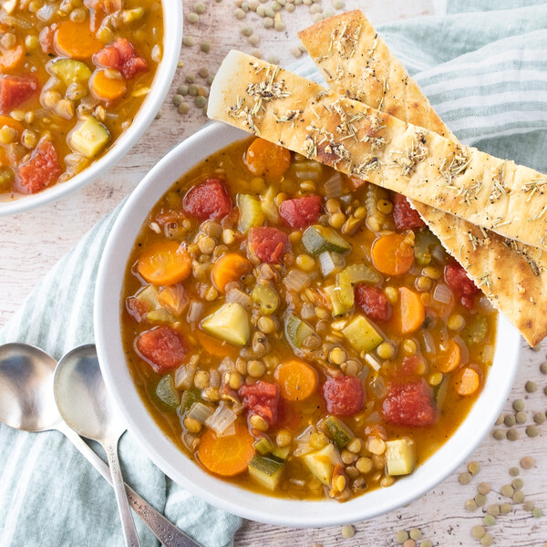 Classic Lentil Soup with Zucchini, Carrot, Celery & Breadsticks Safeway
