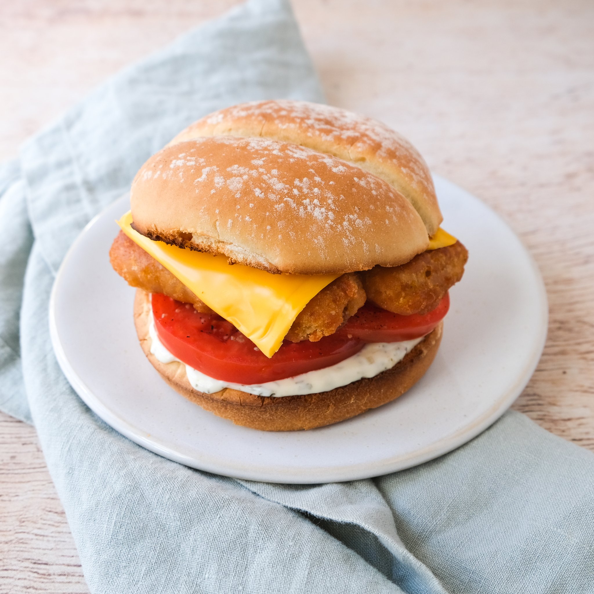 Short Cut Crispy Fish Burger with American Cheese, Tomato & Tartar Sauce Vons