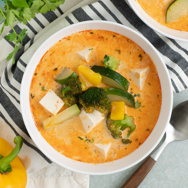 Fish Recipes Thai Coconut Red Curry Soup with Tofu, Mixed Veggies
