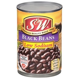 S&W Beans Black 50% Less Sodium - 15 Oz