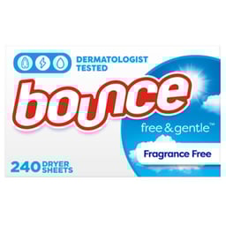 Bounce Free & Gentle Unscented Fabric Softener Dryer Sheets for Sensitive Skin - 240 Count