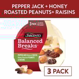 Sargento Balanced Breaks Pepper Jack Natural Cheese Honey Roasted Peanuts and Raisins - 3-1.5 Oz
