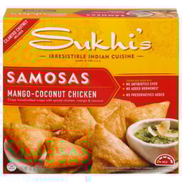 Sukhi's Indian Chicken Mango Coconut Samosa Frozen Appetizer Snack - 10 Oz