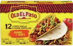 Old El Paso Taco Shell & Tortillas Flour Hard & Soft Box 12 Count - 7.4 Oz