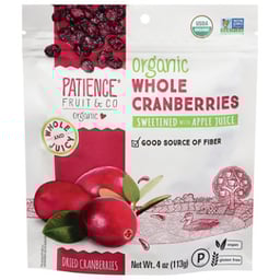 Whole & Juicy Dried Cranberries Sweetened With Apple Juice Organic - 4 Oz
