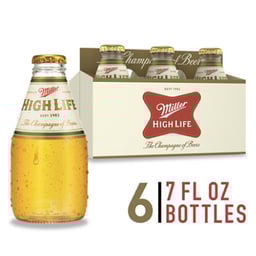 Miller High Life American Style Lager Beer 4.6% ABV Bottles - 6-7 Fl. Oz.