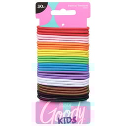 Goody Ouchless Girls Elastics No Metal Braided Medium Hair 4 mm Rainbow - 30 Count