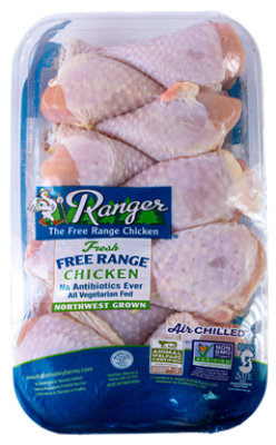 Ranger Chicken Drumsticks Bone-in Skin-on Non GMO From Farms in the PNW Air Chilled VP - 2 lbs.