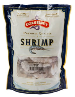Raw Easy to Peel Large Shrimp 21-25 in each pound BAP4 Certified Sustainable Frozen - 16 oz.