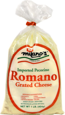 Milanos Grated Imported Pecorino Romano Cheese - 16 OZ