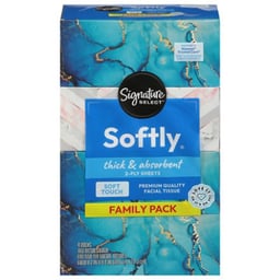 Signature SELECT Softly Facial Tissue Box 4 Pack 160 Ct - 4-160 CT