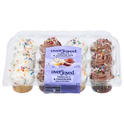 Overjoyed Vanilla & Chocolate Cupcakes Mini - 12 Each