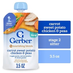 Gerber Nourishing Blends Carrot Sweet Potato Chicken And Peas Veggie Puree Savory Poultry And Whole - 3.5 OZ