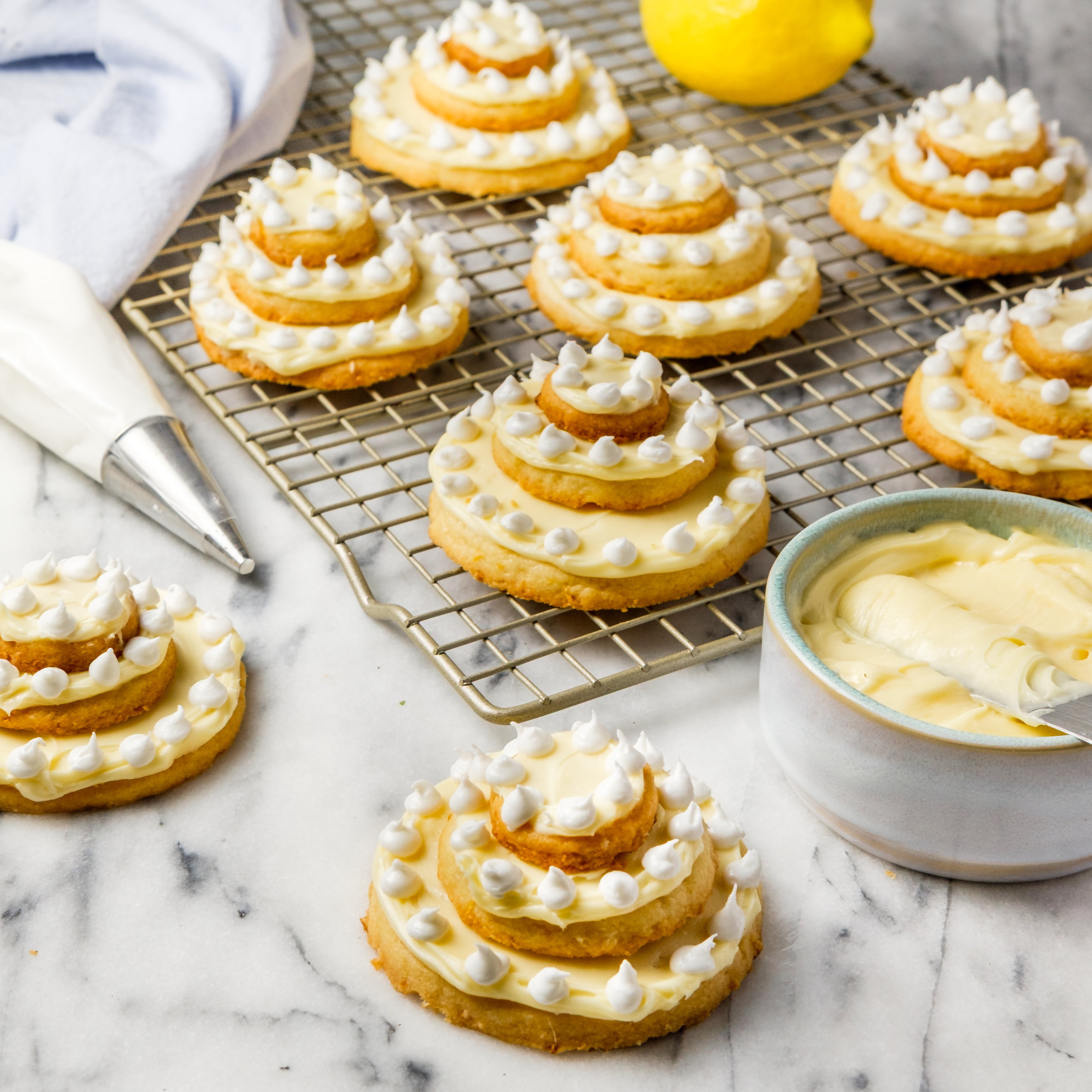 Frosted Lemon Shortbread "Wedding Cake" Cookies