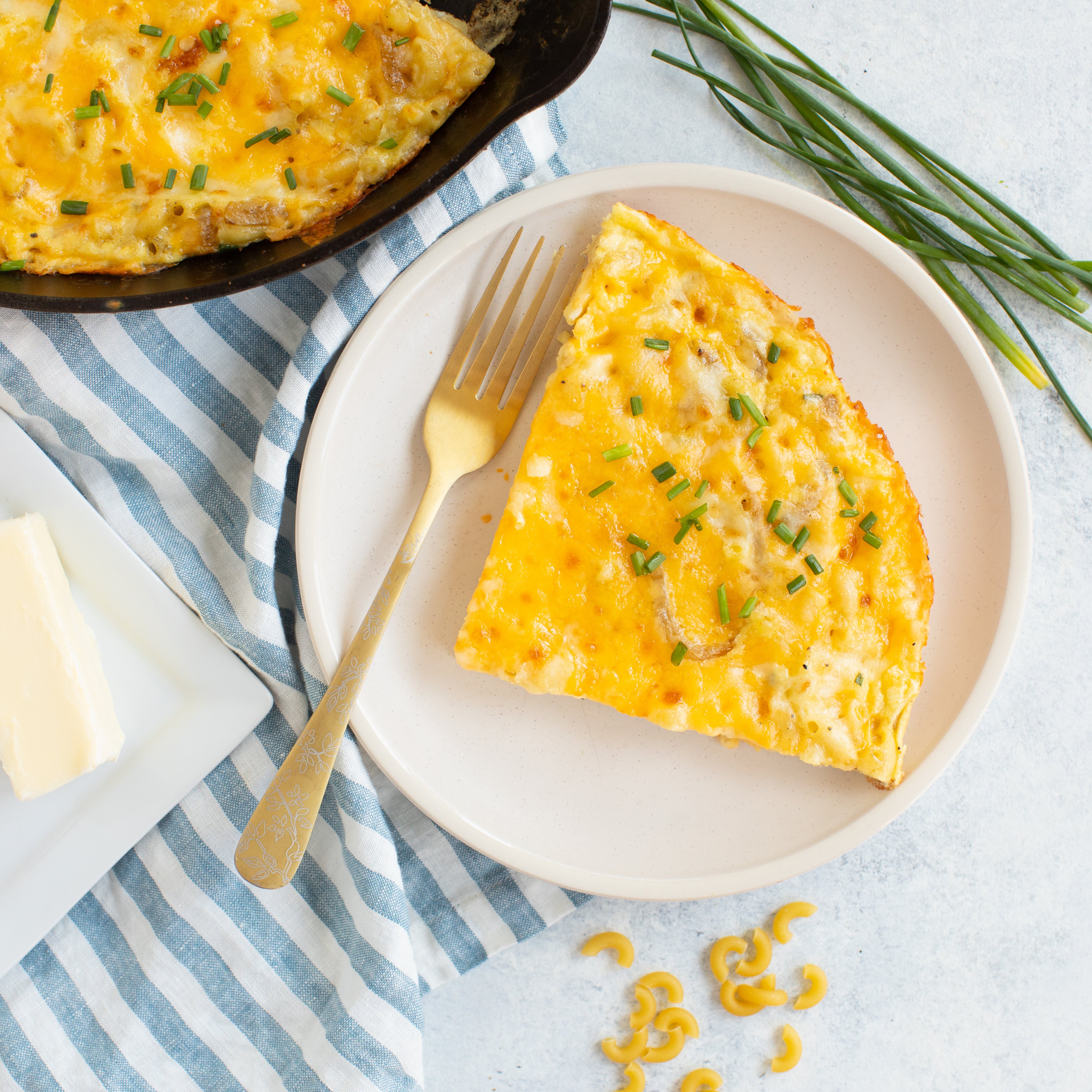 Lucerne "French Onion" Mac & Cheese Frittata with Chives