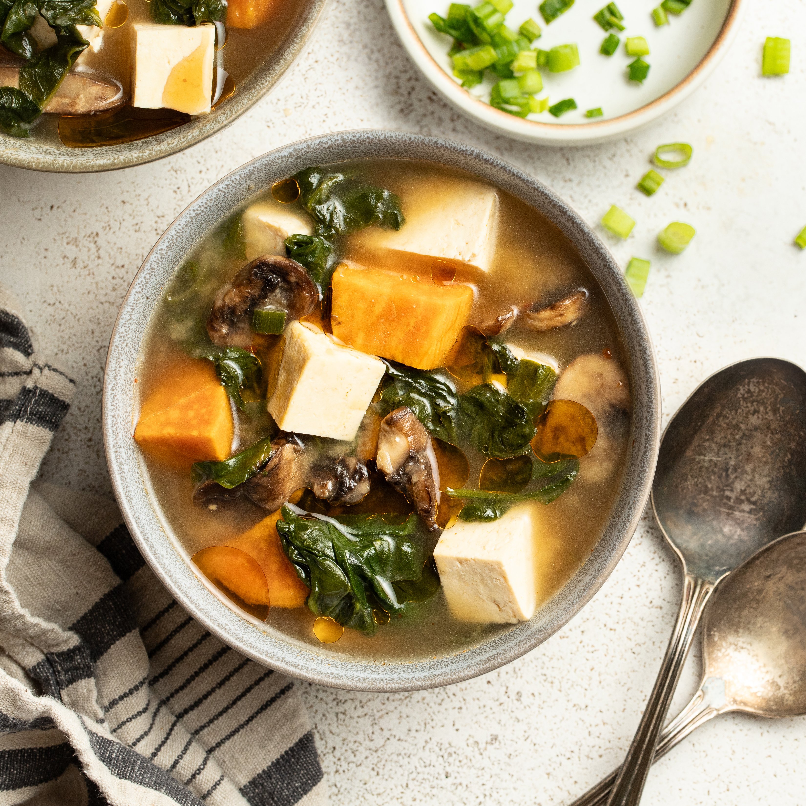 Easy Pressure Cooker Miso Soup with Tofu, Sweet Potato, Mushroom & Spinach