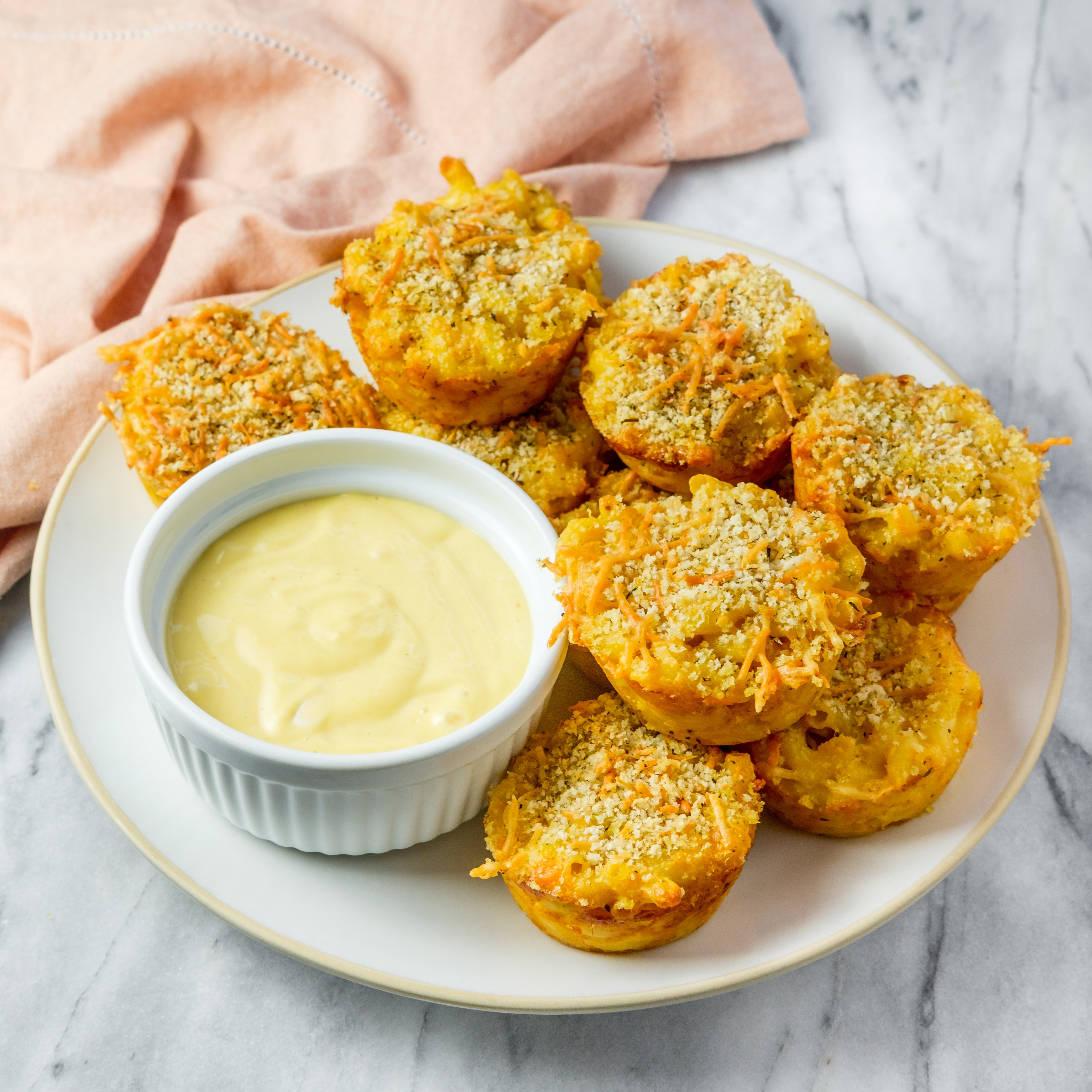 Mac & Cheese Bites with Honey-Mustard Mayo Dipping Sauce
