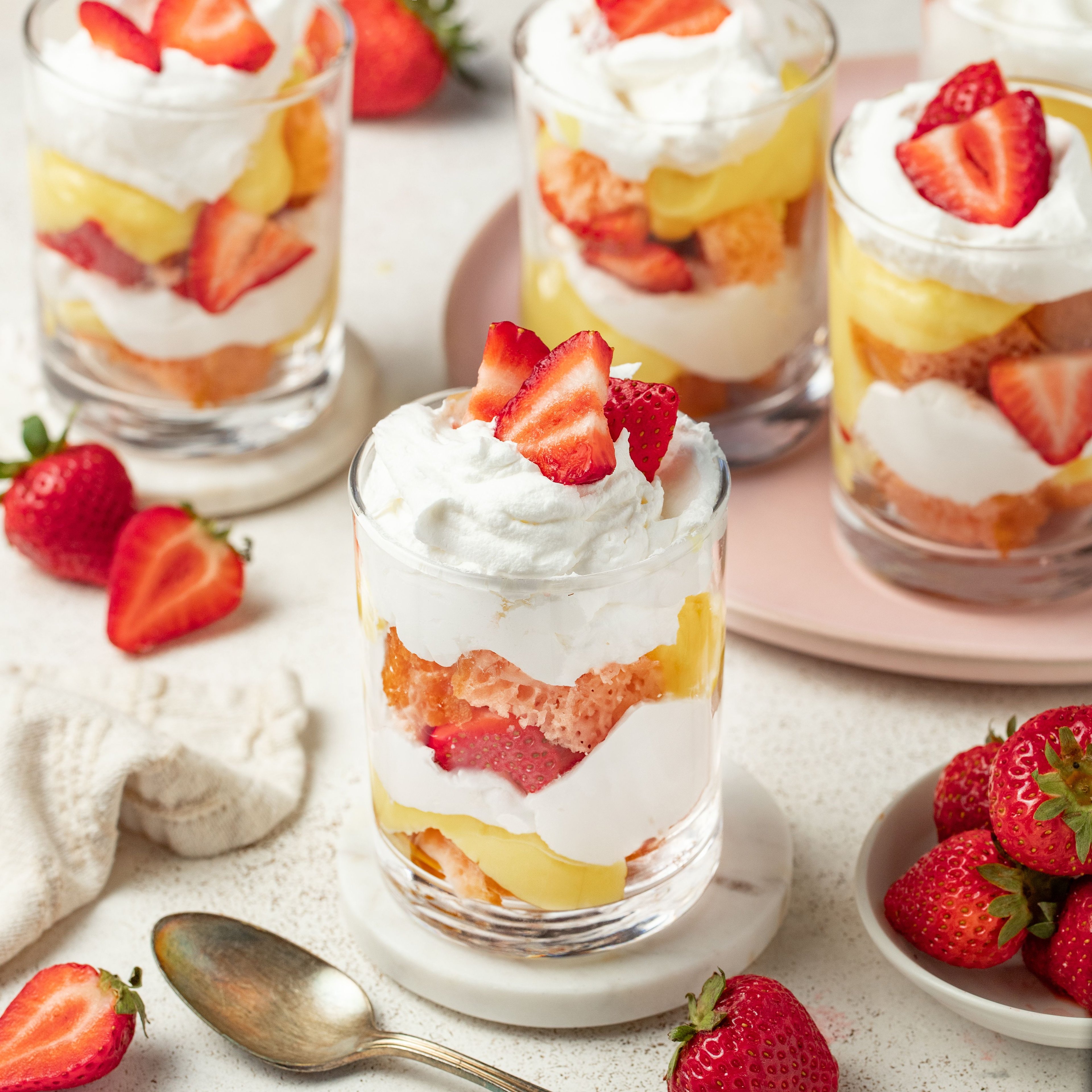 Strawberry Trifle Cups with Lemon Pudding & Whipped Topping