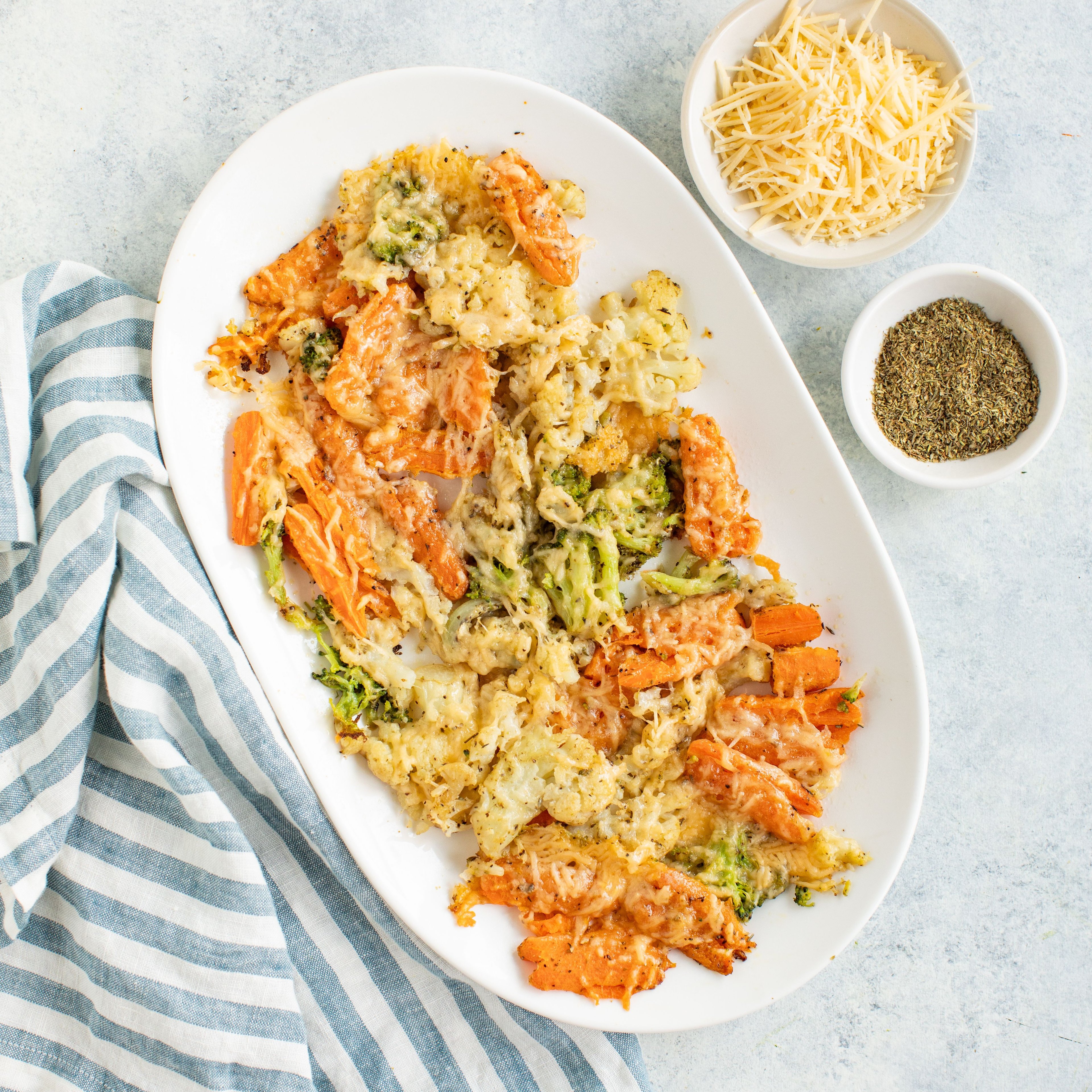 "Smashed Veggies" Baked with Parmesan