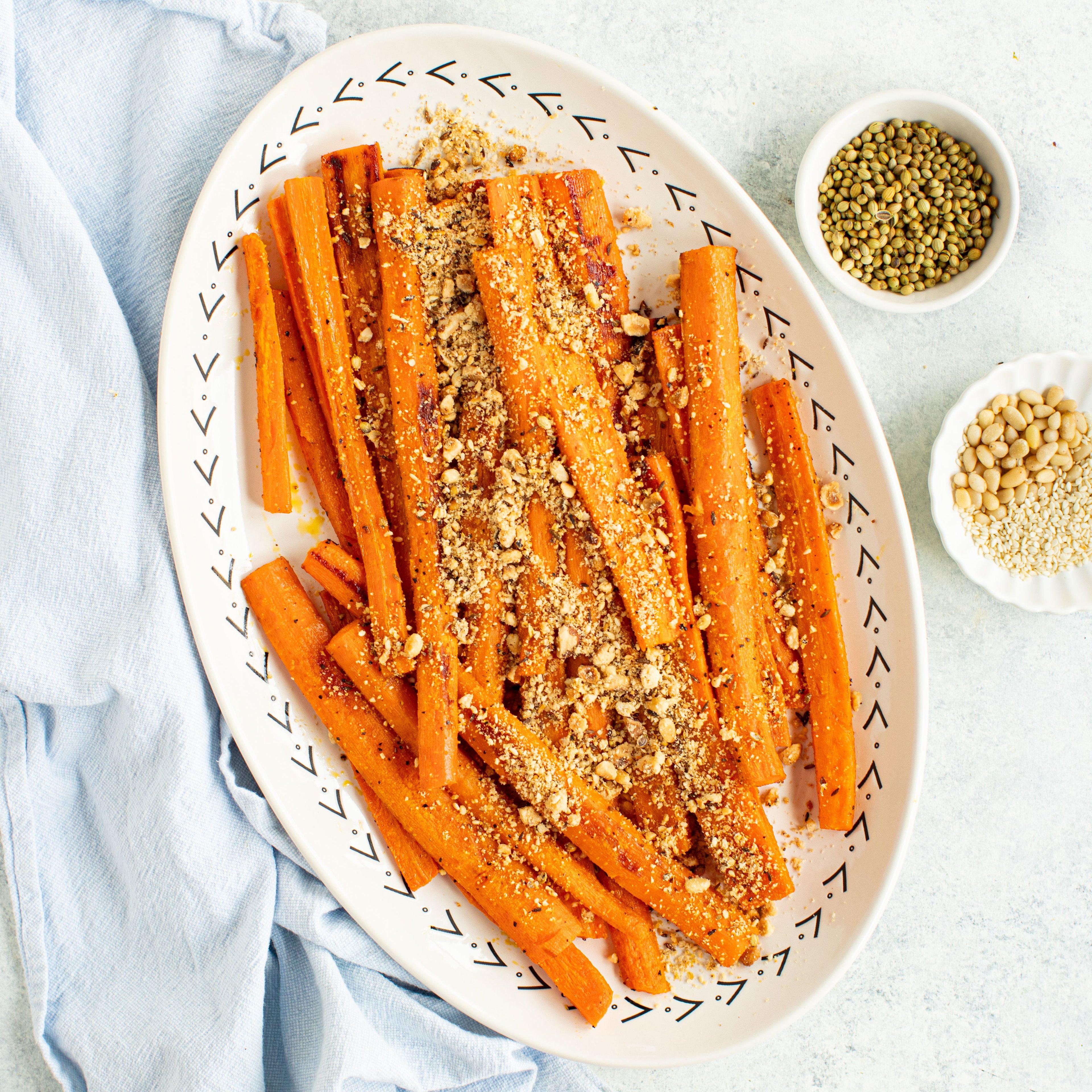 Roasted Spiced Carrots with Dukkah (Mixed Nut & Seed Topping)