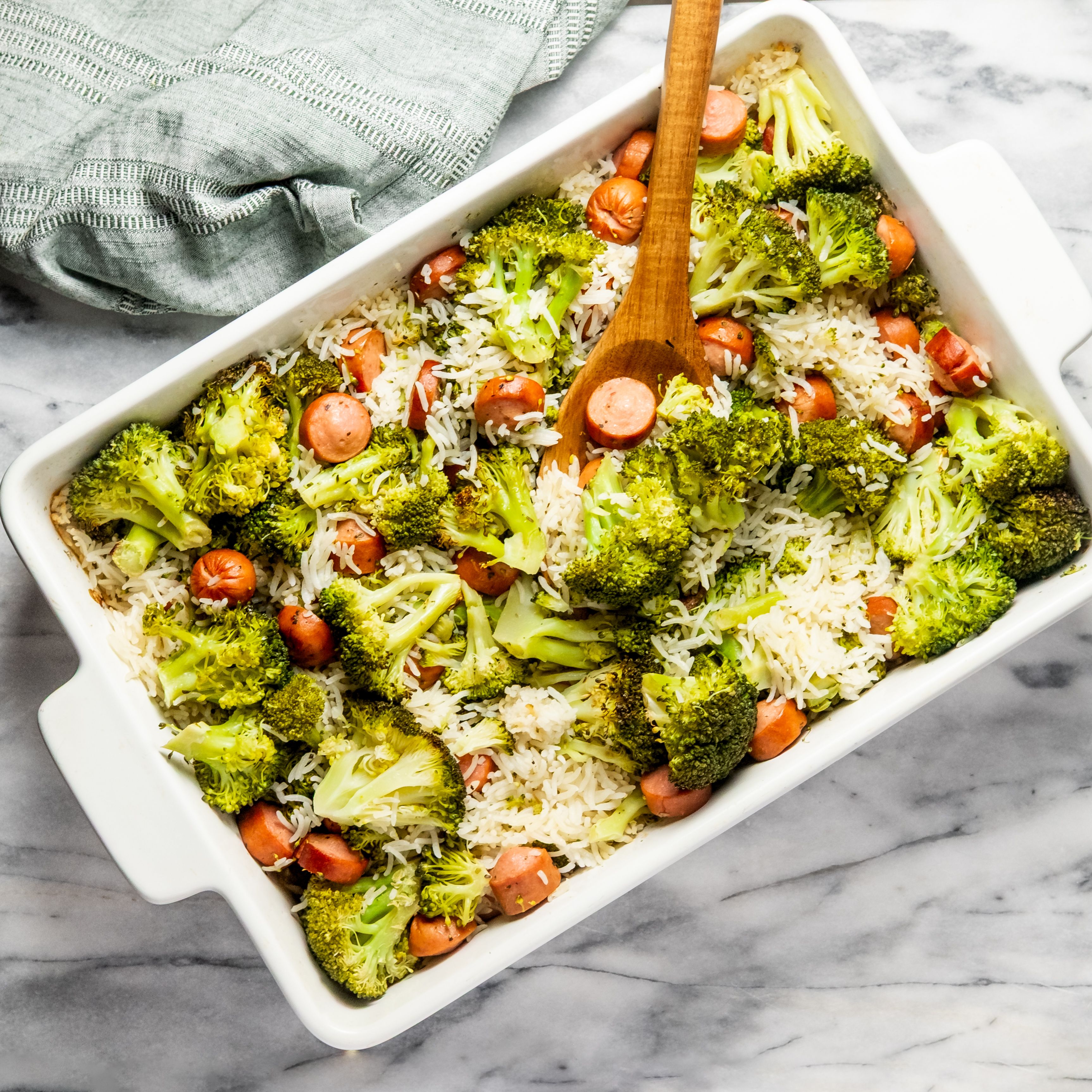 Simple Beef Hot Dog, Broccoli & Rice Casserole