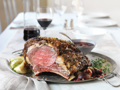 Beef Rib Roast with Red Wine Cherry Sauce