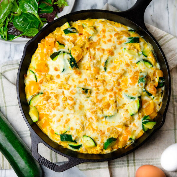 Smoky Paprika Chicken Frittata with Pepper, Zucchini & Dressed Greens