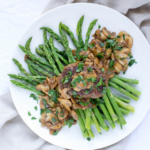 American Recipes Salisbury Steak Mushroom Gravy With Asparagus Vons