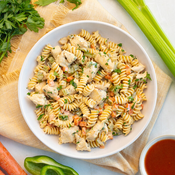 Creamy Buffalo Chicken Rotini Pasta with Carrot, Bell Pepper & Celery