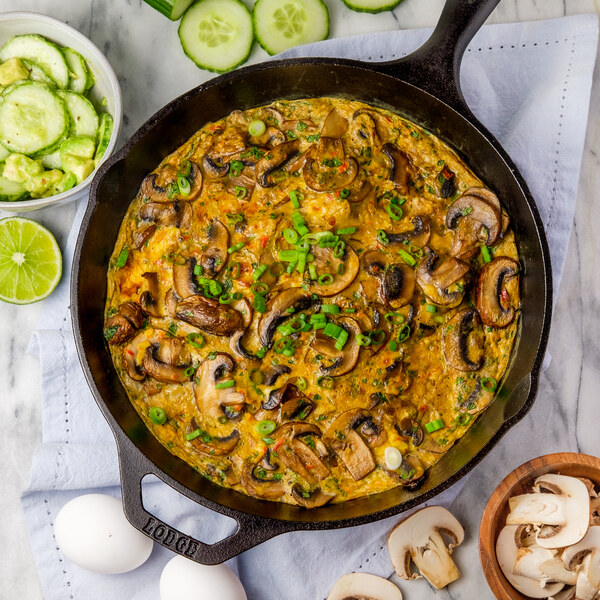 Asian-Style Mushroom Frittata with Cilantro & Cucumber-Avocado Salad