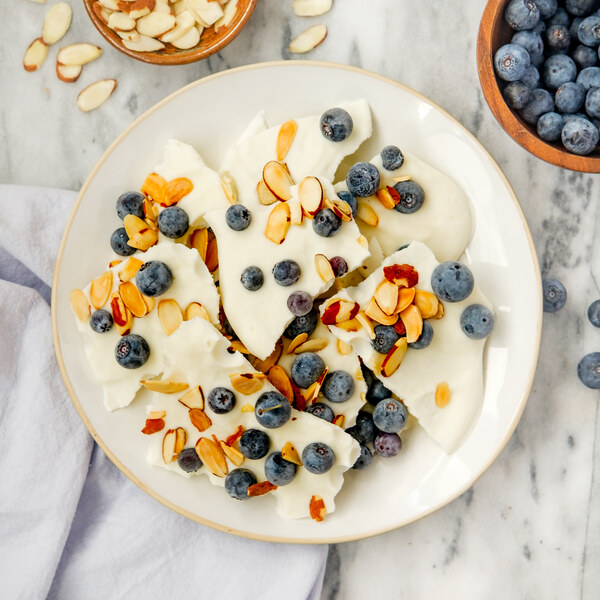 Frozen Greek Yogurt Bark with Blueberries, Toasted Almonds & Honey