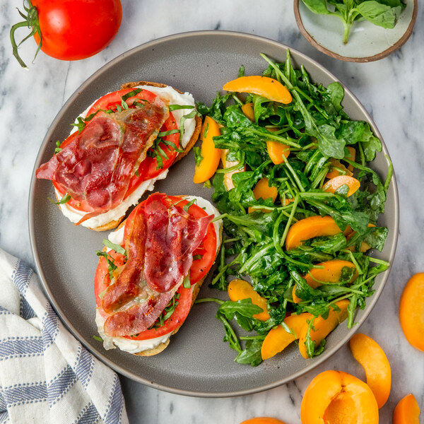 Tomato-Ricotta Toasts with Prosciutto & Arugula-Apricot Salad | Shaw's