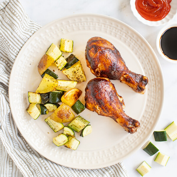 Sticky Balsamic Chicken Drumsticks with Roasted Zucchini & Potatoes