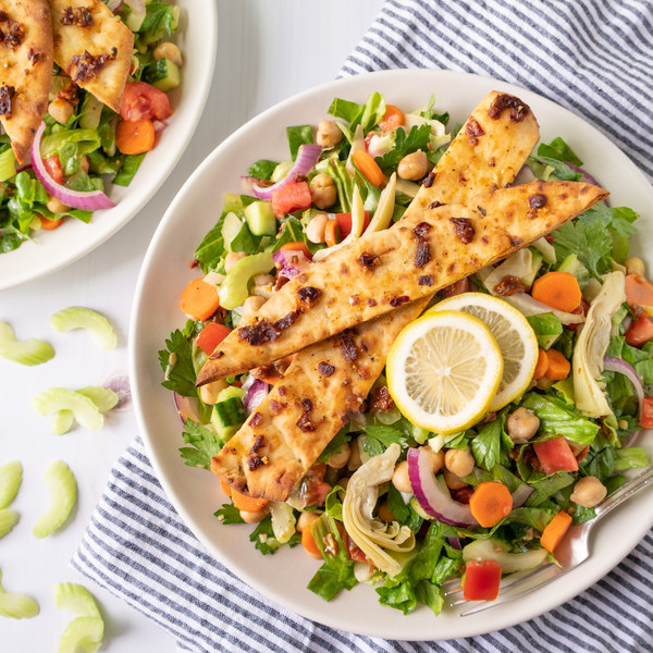 Chopped Veggie Salad with Sun-Dried Tomato Dressing & Breadsticks 