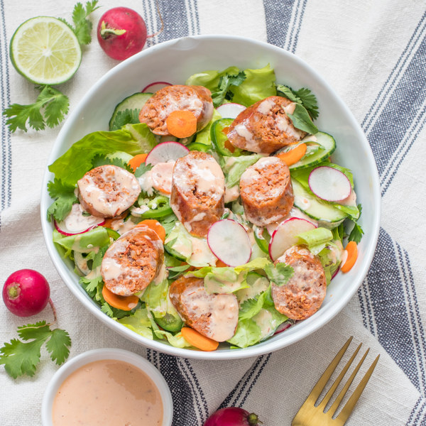 Sausage Banh Mi Salad with Jalapeños, Cilantro & Mint