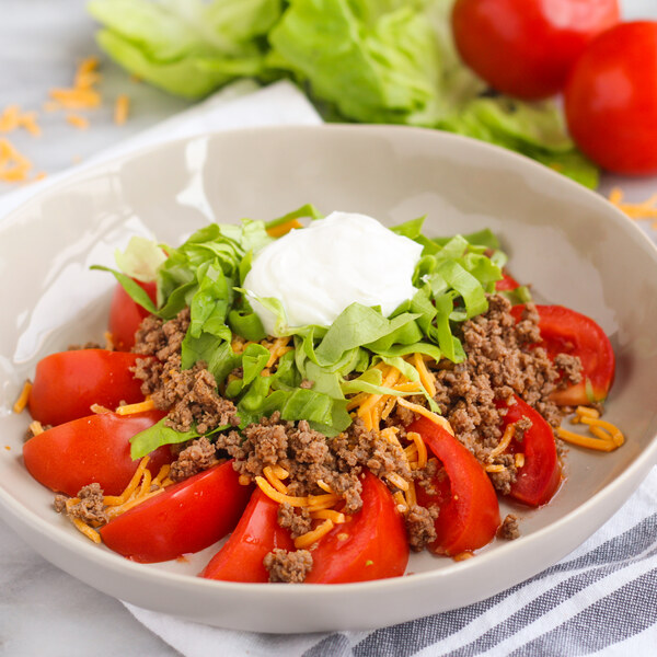 Beef & Cheddar Taco Salad with Tomato Wedges