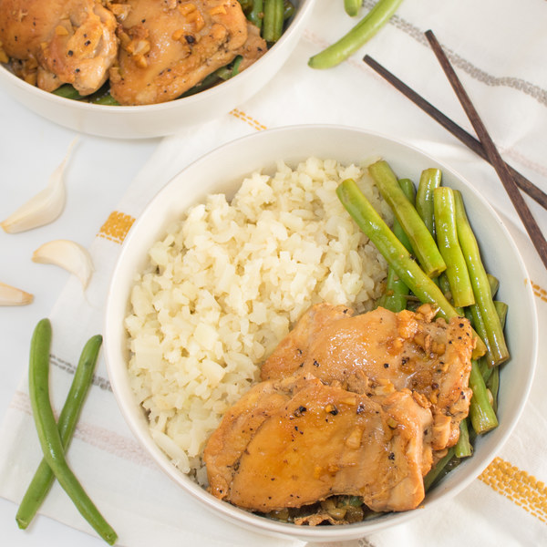 Chicken Adobo with Cauliflower Rice & Garlic Green Beans