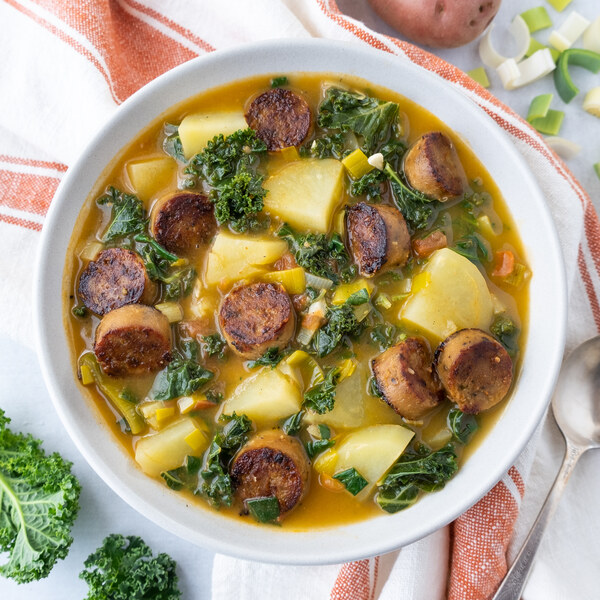 Portuguese Sausage, Potato & Leafy Greens Soup (Caldo Verde)