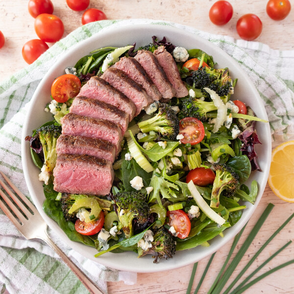 Steak Salad with Charred Broccoli, Celery, Tomatoes & Blue Cheese