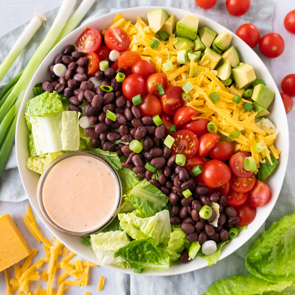 Romaine Salad with Beans, Avocado, Tomato, Cheddar & Thousand Island