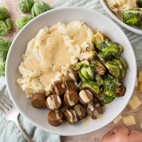 Brussels Sprouts, Mashed Potato & Sausage Bowl with Creamy Dijon Sauce