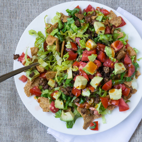 Beef Taco Salad with Avocado & Catalina Dressing