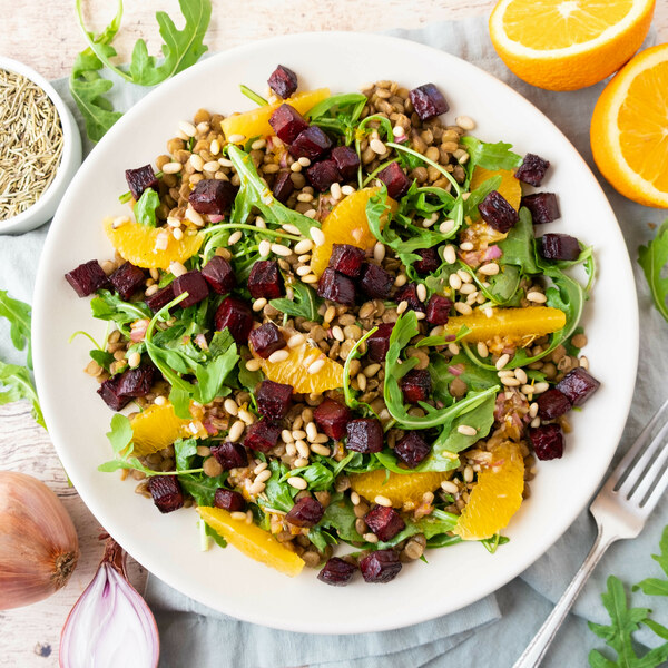 Lentil-Arugula Salad with Beets, Oranges & Pine Nuts