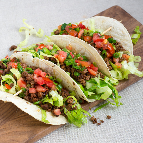 Soft Beef Tacos with Shredded Romaine & Spicy Salsa
