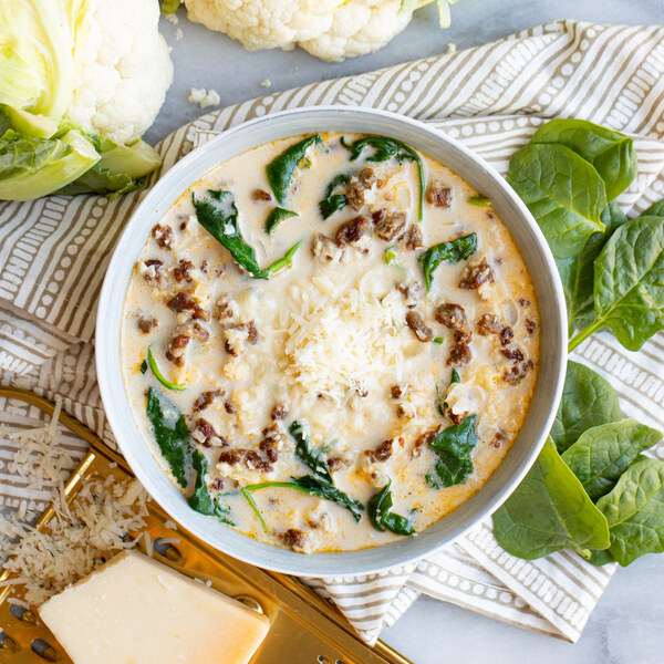 Creamy Veggie Ground, Spinach & Cauliflower Soup